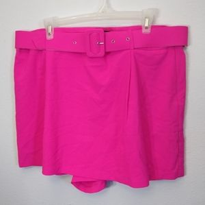 Neon pink belted skort